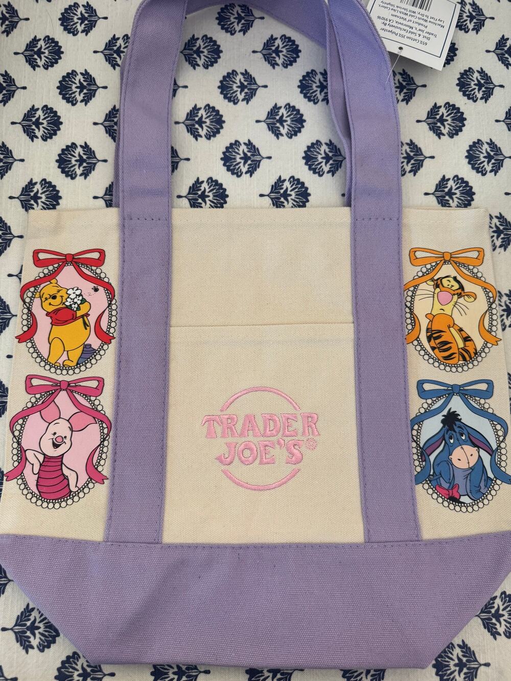 Disney Winnie The Pooh Coquette Purple Custom Made Trader Joes Mini Tote